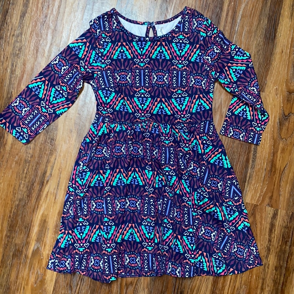Girls L geometric long sleeve dress